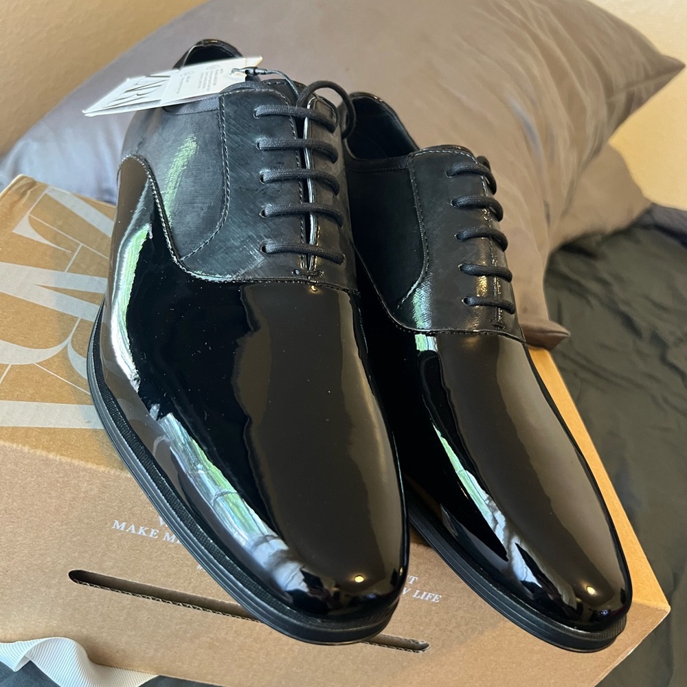 Zara Black Oxford Shoes Polished Leather Classic Design